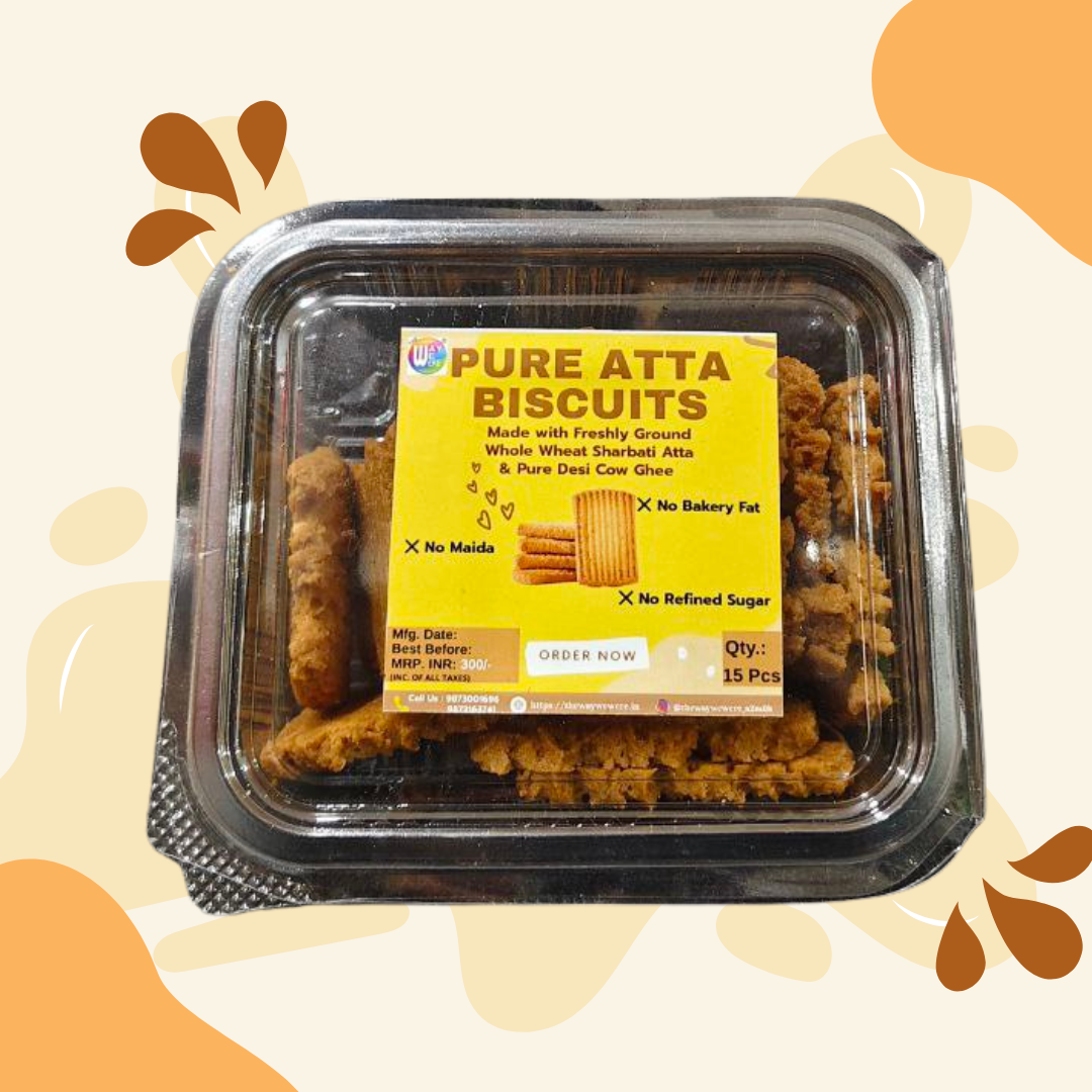 Pure Atta Biscuits | Made with Desi Ghee, A2 Milk & Sharbati Atta – No Bakery Fat