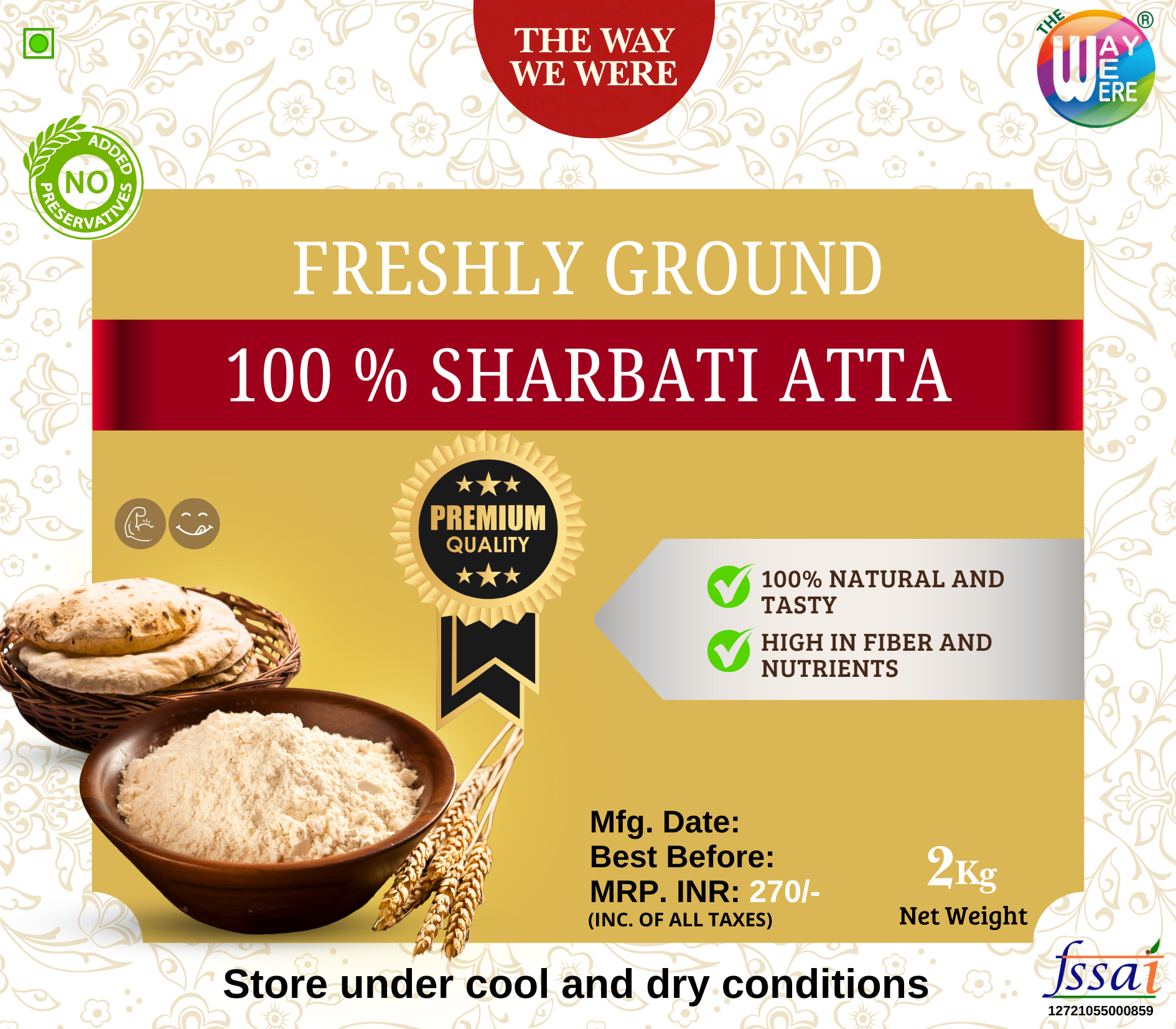 Sharbati Atta | Freshly Ground | 100 % Pure | 2 Kg